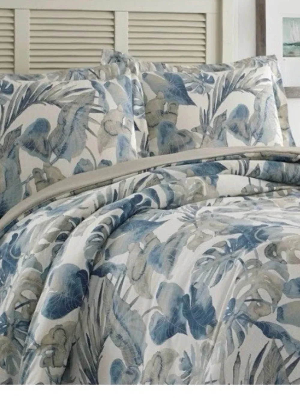 Raw Coast 3-Piece Blue Floral Cotton Full/Queen Duvet Cover Set NEW